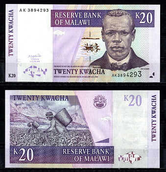 Малави 20 квача 2004 Pick 52 a бумага UNC (пресс) 7485-15-3-1