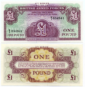 АНГЛИЯ 1 ФУНТ 1962 ДЛЯ ВООРУЖЕННЫХ СИЛ, ЧЕТВЕРТАЯ СЕРИЯ Pick M36 бумага UNC (ПРЕСС) 7486-31-3-2