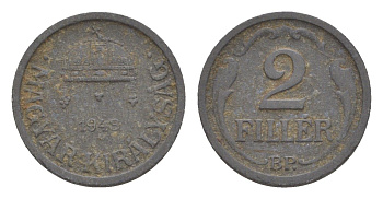 Венгрия 2 филлера 1943 KM 519 цинк 4618-1146