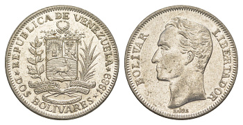 Венесуэла 2 боливара 1989 Симон Боливар Y 43a сталь плакированная никелем 4590-634