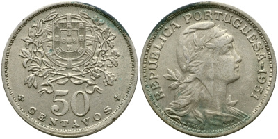 Португалия 50 сентаво 1951 KM 577 медно-никель 4388-641