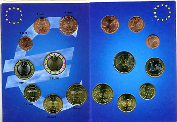 ФРГ евронабор из 8 монет 2002 F  биметалл  UNC  1-6-2-42