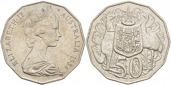 Австралия 50 центов 1984 Елизавета II (1952-2022), герб, кенгуру KM 68 медно-никель 29-121