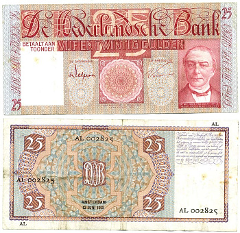 НИДЕРЛАНДЫ 25 ГУЛЬДЕНОВ 1931 Pick 50 бумага 7116-1-1