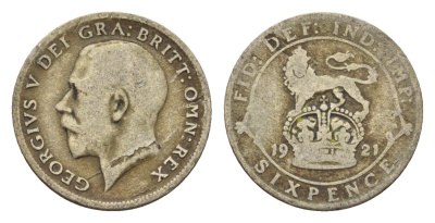 Великобритания 6 пенсов 1921 Георг V (1910-1936) KM 815а.1, Spink 4024 серебро 4644-847