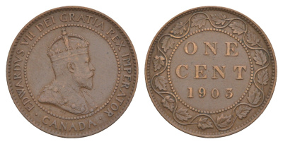 Канада 1 цент 1903 Эдуард VII (1901-1910) KM 8 бронза 4654-1223