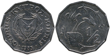 Кипр 1/2 цента 1983 KM 52 алюминий aUNC 4154-455