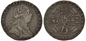 Великобритания 6 пенсов 1787 Георг III (1760-1820) Spink 3748 серебро 1524-324