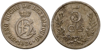 Люксембург 5 сантимов 1924 Шарлотта (1918-1964) KM 33 медно-никель 4602-362