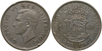 ЮАР 2-1/2 шиллинга 1940 Георг VI (1936-1952) KM 30 серебро    4168-244