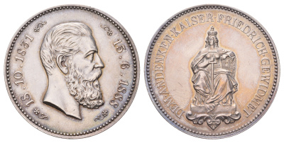 Пруссия медаль в память об умершем Фридрихе III (1888) 1888 диаметр 40,3 мм, вес 36,1 гр серебро 00-814-38