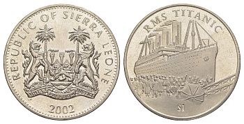Сьерра-Леоне 1 доллар 2002 Титаник KM 264 медно-никель BU 00-1067-4-64