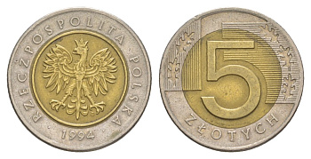 Польша 5 злотых 1994 Y 284 биметалл 4633-123