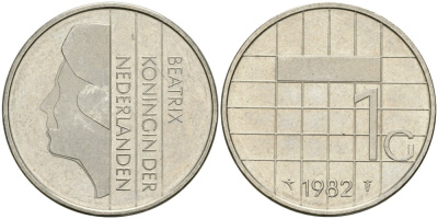 Нидерланды 1 гульден 1982 Беатрикс (1980-2013) KM 205 никель 4579-411