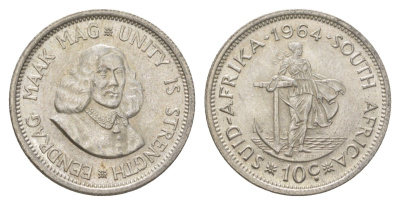 ЮАР 10 центов 1964 KM 60 серебро UNC 4622-724