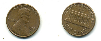 США 1 ЦЕНТ 1976 D, ЛИНКОЛЬН KM 201 медь цинк 4364-212
