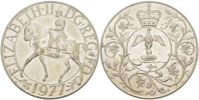 Великобритания 25 пенсов 1977 25 лет со дня коронации Елизаветы, Елизавета II (1952-2022) KM 894, Spink 4136 медно-никель 107-424