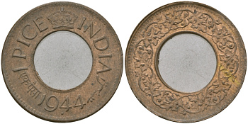 Британская Индия 1 пайс 1944 Георг VI (1936-1952) KM 533 бронза 33-1047