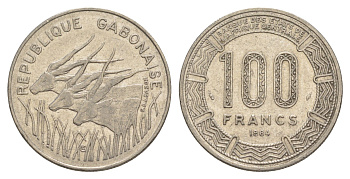 Габон 100 франков 1984 KM 13 никель 4641-1146