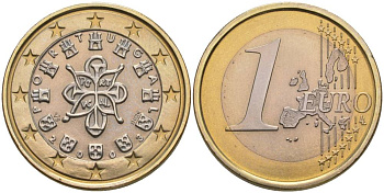 ПОРТУГАЛИЯ 1 ЕВРО 2003 INCM KM 746 биметалл UNC 68-813