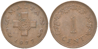 Мальта 1 цент 1977 KM 8 бронза 4364-3727