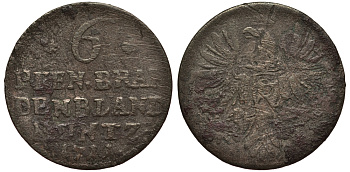 Пруссия 6 пфеннигов 1711 HFH, Фридрих I (1701-1713). Магдебург, вес 1,17 гр. KM 39, Schrotter 264 серебро 1516-421