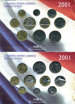 ФРАНЦИЯ ГОСНАБОР ИЗ 10 МОНЕТ 2001 В ОРИГИНАЛЬНОМ БУКЛЕТЕ UNC 7-3-51