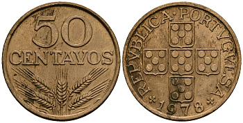 Португалия 50 сентаво 1978 KM 596 бронза 4167-116