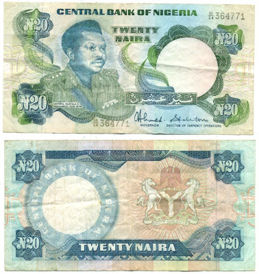Нигерия 20 найра ND (1984-2000) Муртала Мухаммед, подпись 8 Pick 26с бумага 7547-66-1-1