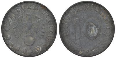 Германия 10 рейхспфеннигов 1940 J KM 101, J. 371 цинк 4121-1025