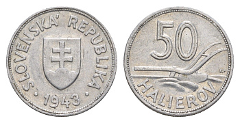 Словакия 50 геллеров 1943 KM 5a алюминий 4636-151