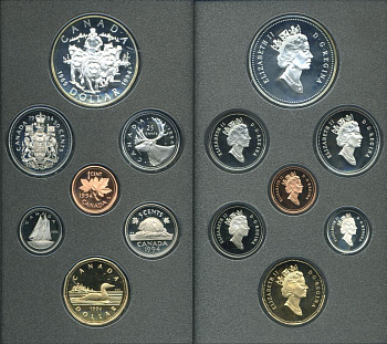 Канада набор из 7 монет  1994 25 лет RCMP, патрульной службе на собачьих упряжках, оригинальная коробка и сертификат    PROOF  5-5-1-09