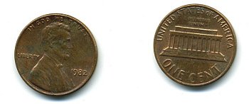 США 1 ЦЕНТ 1982 ЛИНКОЛЬН KM 201 медь цинк 4364-217