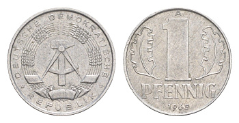 ГДР 1 пфенниг 1965 A KM 8.1 алюминий 4647-762