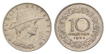 Австрия 10 грошей 1925 KM 2838 медно-никель 4639-1047