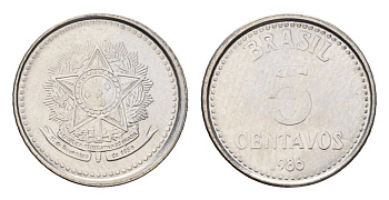 Бразилия 5 сентаво 1986 KM 601 нержавеющая сталь UNC 4685-616