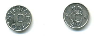 Швеция 10 эре 1981 U Карл XVI Густав (1973- ) KM 850 медно-никель 46-452