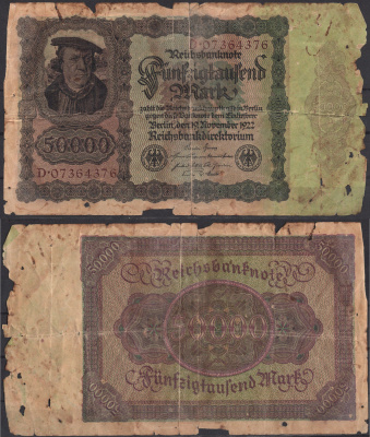 Германия 50000 марок 1922 Pick 80 бумага 2192-35-1-2