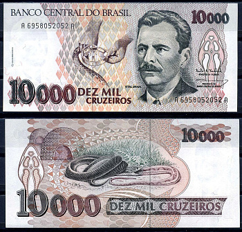 Бразилия 10000 крузейро ND (1991-1993) Витал Бразил, врач Pick 233 c  бумага  UNC (пресс) 2119-45-1-2