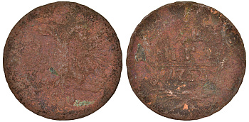 Россия 1 деньга 1753 Елизавета Петровна (1741-1761) Биткин 363 медь 51-3653