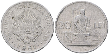Румыния 20 леев 1951 KM 80 алюминий 183-1022