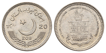 Пакистан 20 рупий 2011 150 лет колледжу Лоуренса KM 72 медно-никель UNC 4653-534