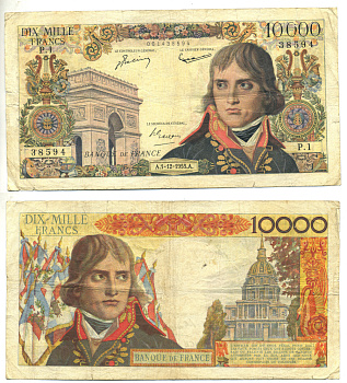Франция 10000 франков 1955 1 декабря 1955, Наполеон Бонапарт Pick 136 a бумага 3295-83-1