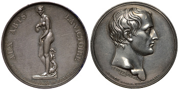 Франция медаль 1803 Наполеон Бонапарт, на посещение музея, статуя Венеры, 40 мм, 35,09 гр Slg. Julius 1184, Bramsen 280 серебро aUNC 10-015-52