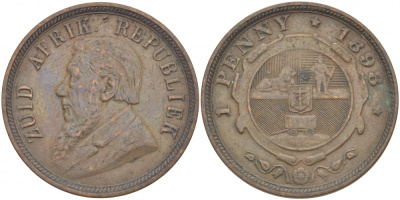Южно-Африканская Республика, Трансвааль 1 пенни 1898 Пауль Крюгер KM 2 медь 180-942