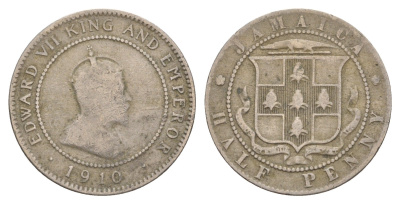 Ямайка 1/2 пенни 1910 Эдуард VII (1901-1910) KM 22 медно-никель 4626-432