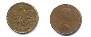 Канада 1 цент 1979 Елизавета II (1952-2022), кленовый лист KM 59.2 бронза 177-1355