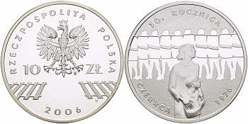 Польша 10 злотых 2006 MW, 30 лет акциям протеста в июне 1976 года KM 598 серебро PROOF 1087-4-43
