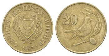 Кипр 20 центов 1983 KM 57.1 никель латунь 4633-1145