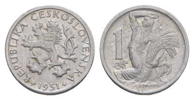 Чехословакия 1 крона 1951 KM 22 алюминий 4516-645